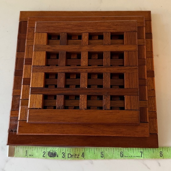 Vintage Teak Stacking Trivets Set of 3 - Picture 10 of 11